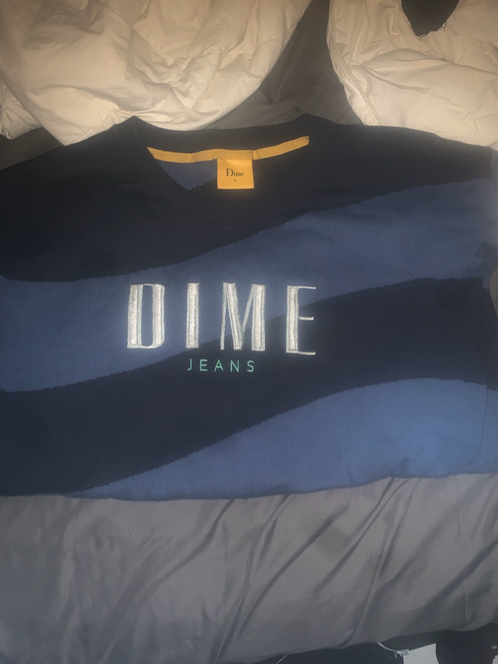 Dime Jeans Men's Navy & Blue Striped Crewneck Sweatshirt